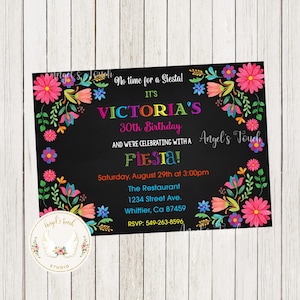 Floral Fiesta Birthday Invitation, Fiesta Party Invitation, Flowers Mexican Fiesta Party Invitation, Fiesta Mexicana Printable Digital File