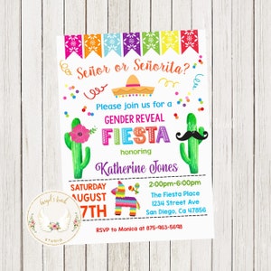 Fiesta Baby Gender Reveal Invitation, Fiesta  Gender Reveal Invitation, Fiesta Baby Invitation, Printable Invitation, Digital File