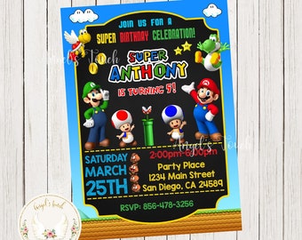 Mario Birthday Invitation, Mario and Luigi Invitation, Mario Party Invitation, Luigi and Mario Birthday, Printable Invitation, Digital File.