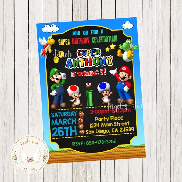 Mario Birthday Invitation, Mario and Luigi Invitation, Mario Party Invitation, Luigi and Mario Birthday, Printable Invitation, Digital File.