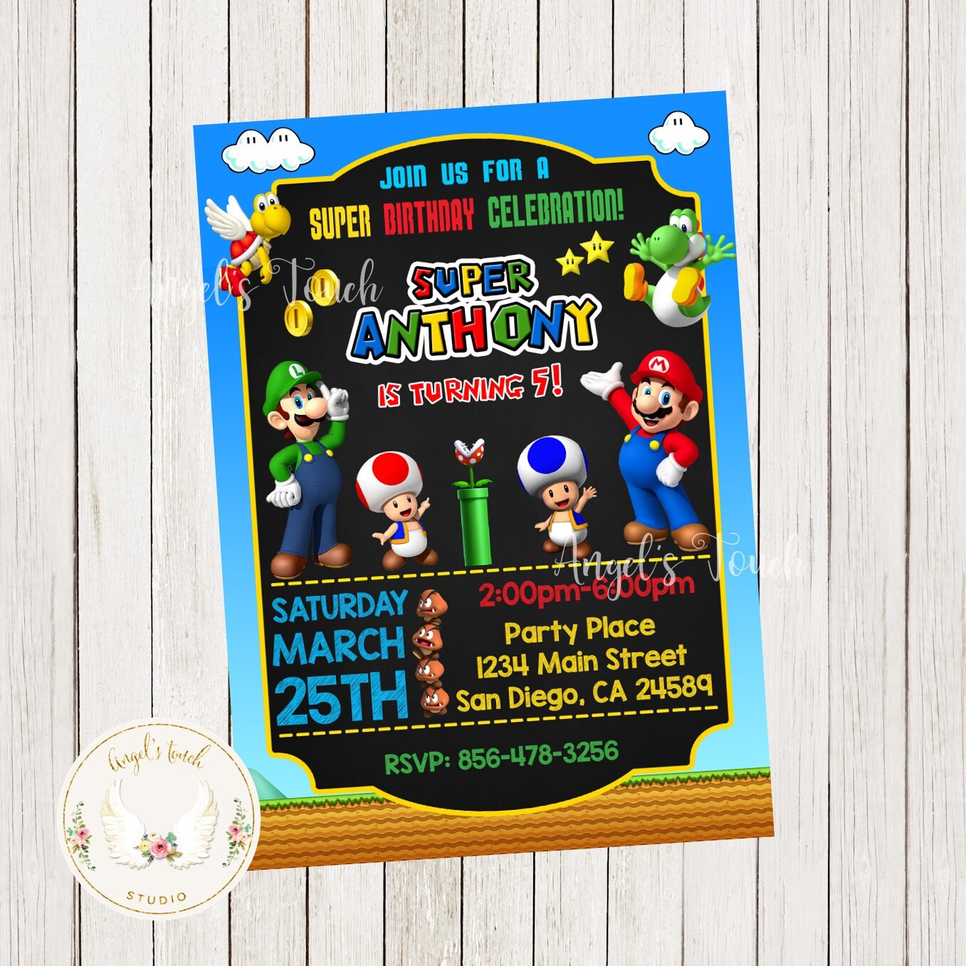 Invitation Mario Bros Invitation anniversaire Mario Bros Fête Mario Bros  Invitation Super Mario Invitation Mario et Luigi. FICHIER NUMÉRIQUE -   France