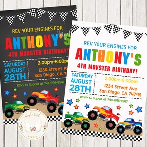 Monster Truck Birthday Invitation, Monster Trucks Party Invitation, Monster Trucks Birthday Party Invitation, Printable Digital File.