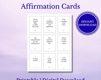 Self Love Affirmation Cards | Minimalist Mindset Confidence Boost (Digital Download)