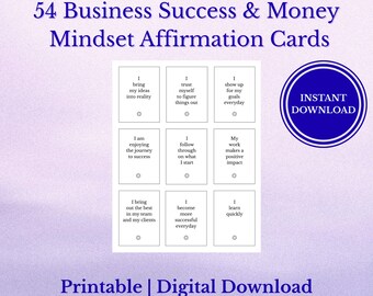 Success And Money Mindset Affirmation Cards | Printable Entrepreneur Affirmations for Confidence & Business Growth (Digital Download)