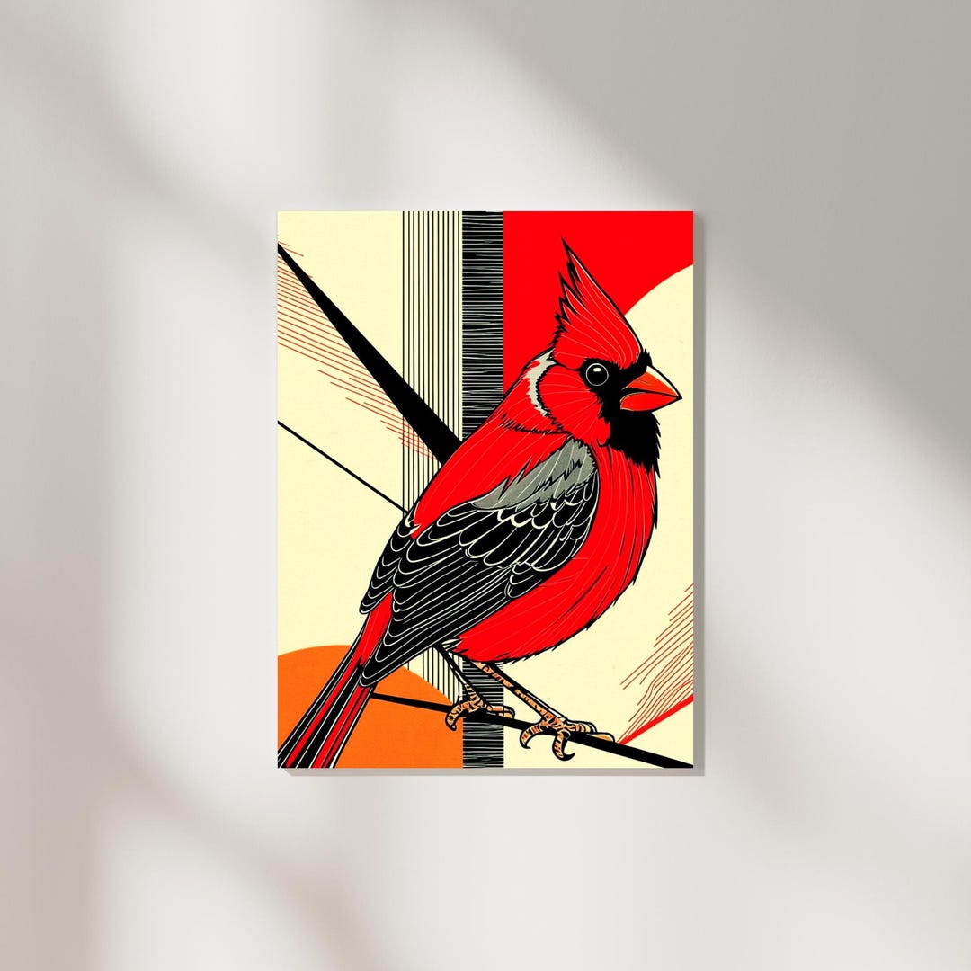Abstract Cardinal Art Print. Downloadable. Bird Wall Art. Printable ...
