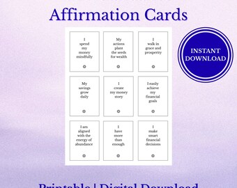 Abundance Affirmation Cards | 54 Printable Affirmations + 9 Blank Cards | Manifestation, Wealth Mindset & Prosperity Thinking