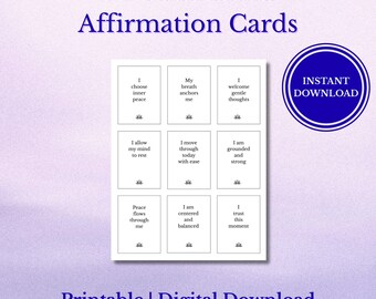 Calm Mind Affirmation Cards | Anxiety Relief, Overthinking Support (Digital Download)
