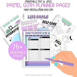 Pastel Goth Bundle Printable Journal Pages Trackers Planner Stickers and More Bullet Journal Templates Egirl Fall Halloween Inserts