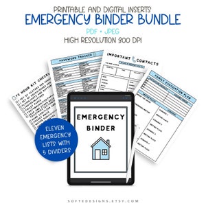 Emergency Plan Digital Planner Inserts and Printable Pages Document Organize Tracker Family Life Disaster Plan Worksheets Crisis Preparation