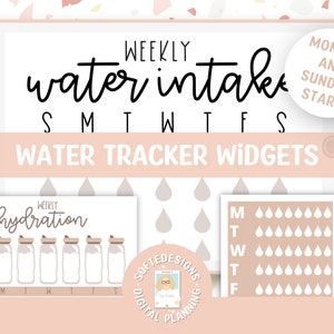 Water Tracker Widgets, Digital Planner Stickers, Hydration Self Care, Goodnotes Precropped Album, Pre Cropped, Digital Sticker Book