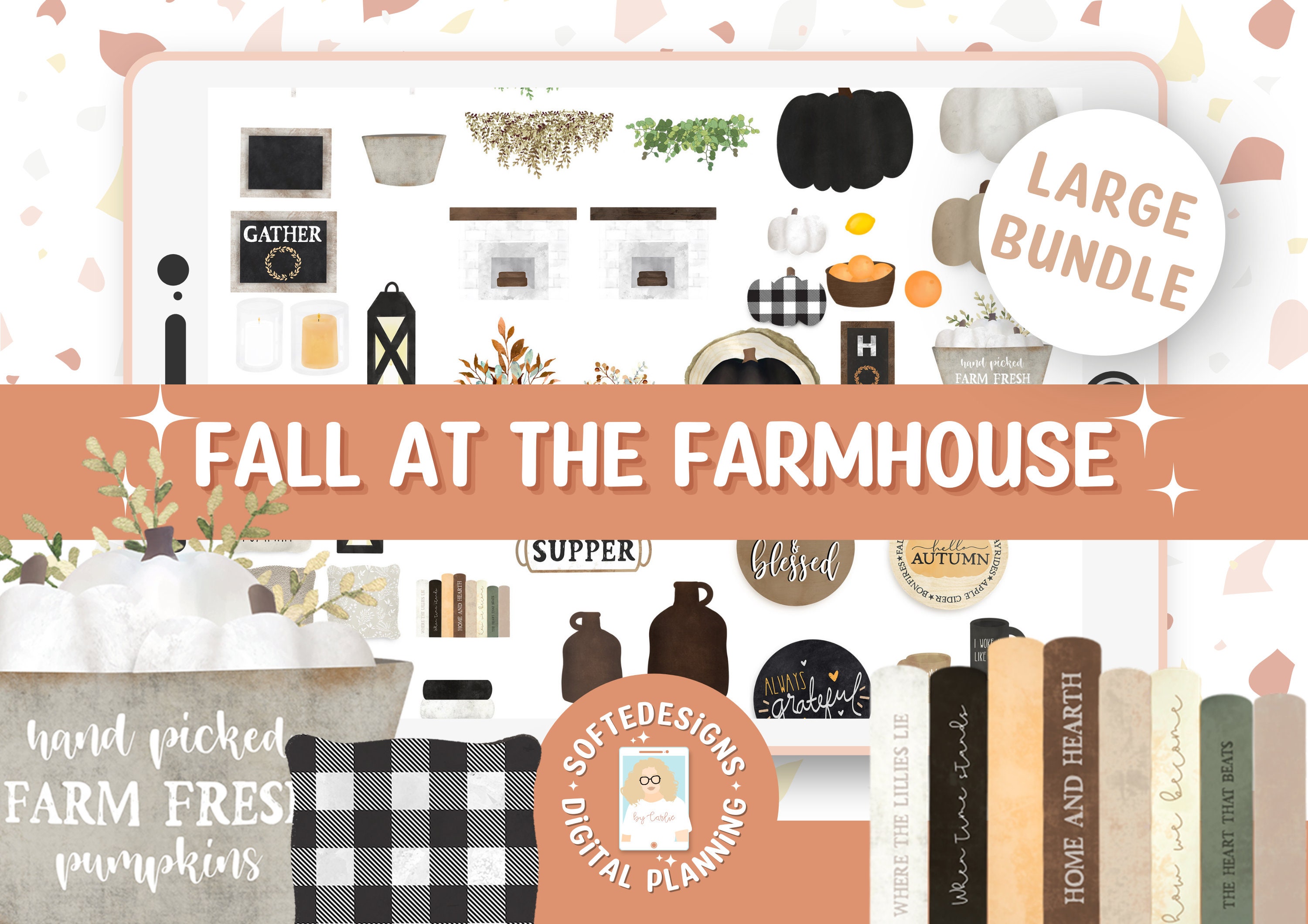 Digital Stickers for Goodnotes, Fall at the Farmhouse, Rustic Goodnot…