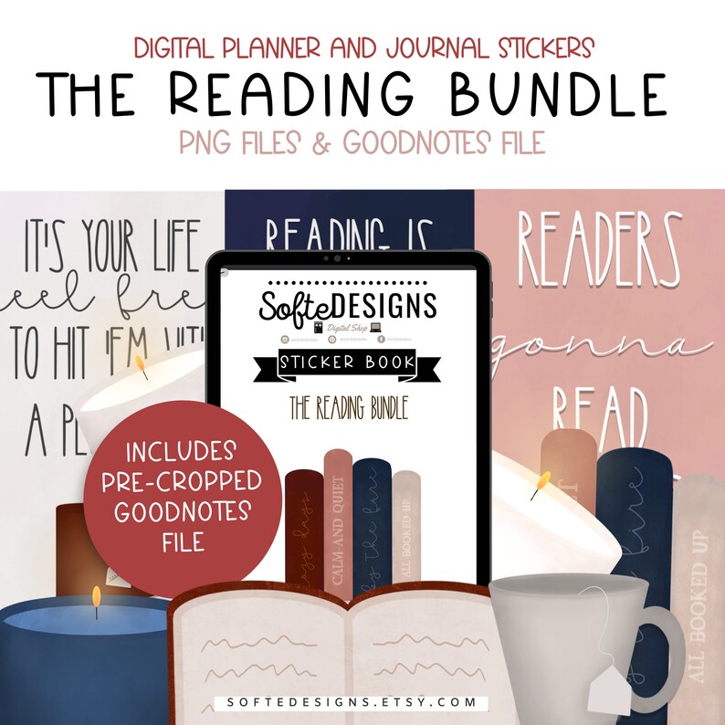 Reading Stickers for Goodnotes Cozy Digital Planner Stickers Etsy