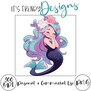 Adorable Halloween Mermaid PNG | Digital Download | Artwork Illustration Style