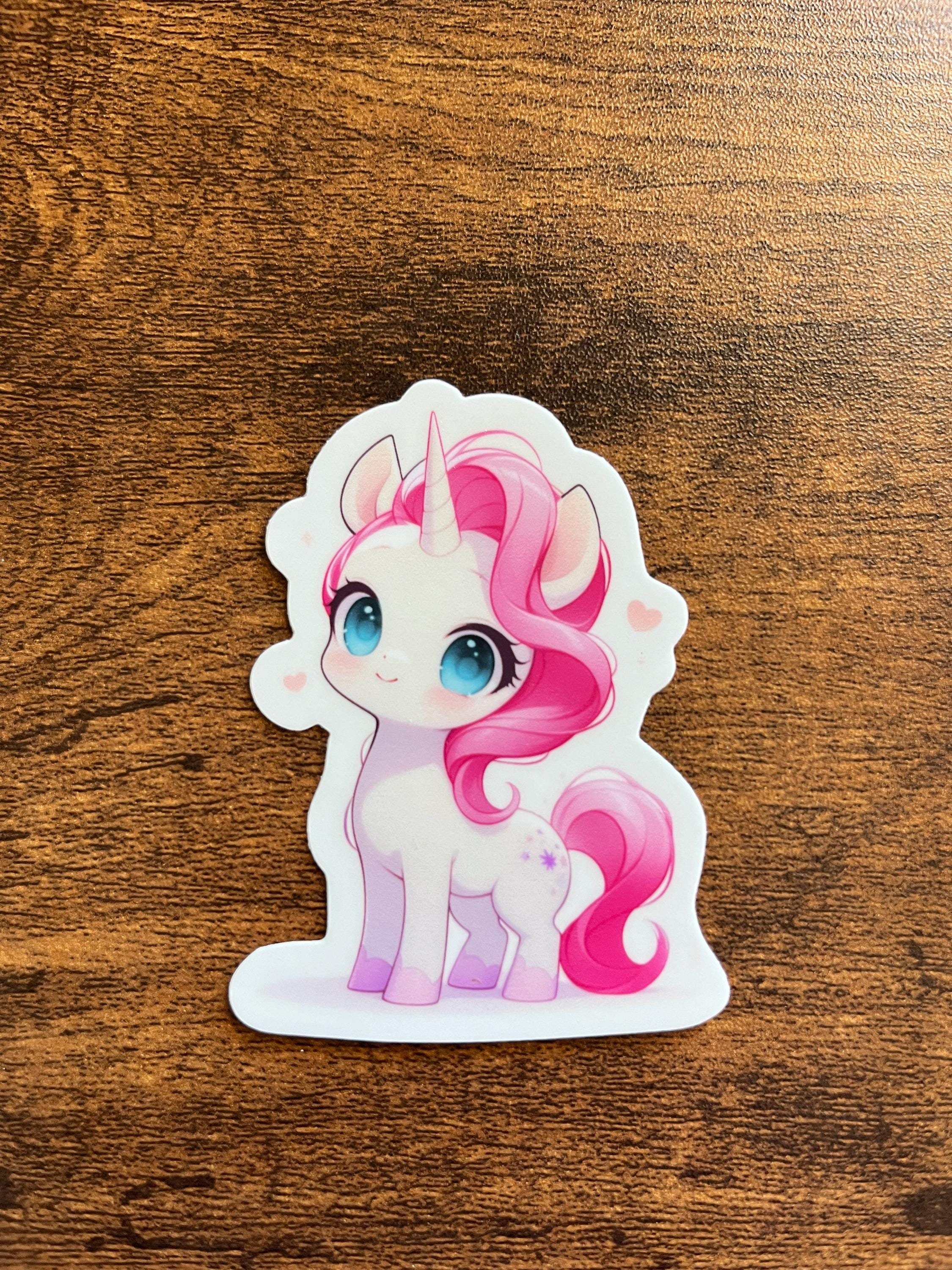 Cute Pink-Haired Unicorn Decal – Fantasy Vinyl Sticker – Perfect for Kids, Water Bottles, and Home Decor
