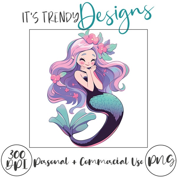 Adorable Halloween Mermaid PNG | Digital Download | Artwork Illustration Style