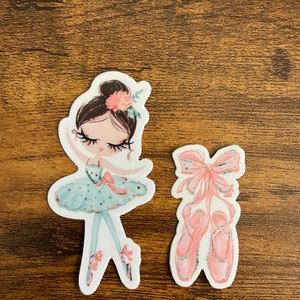 Brown-haired Ballerina Decal + Ballet Shoes Sticker Set – Waterproof ...