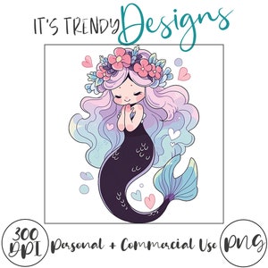Adorable Halloween Mermaid PNG | Digital Download | Artwork Illustration Style