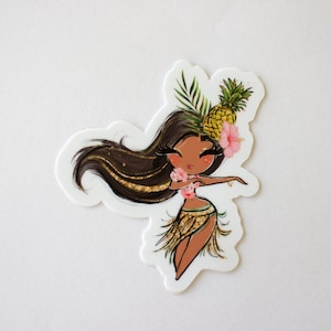 Hula Girl Decal – Cute Tropical Waterproof Sticker – Vinyl for Water Bottles, Laptops, and Cars