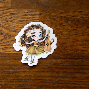 Brown Haired Hula Dancer Girl Hawaii sticker Decal | waterproof | Hydroflask Sticker | hula girl | car decal