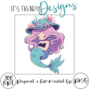 Adorable Halloween Mermaid PNG | Digital Download | Artwork Illustration Style