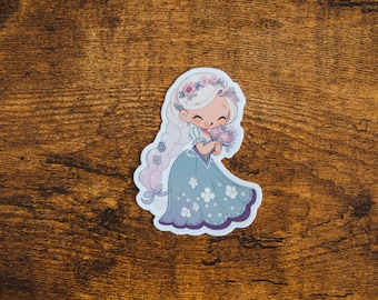 Adorable Blonde Princess Decal – Cute Waterproof Sticker – Vinyl for Water Bottles, Laptops, and Cars