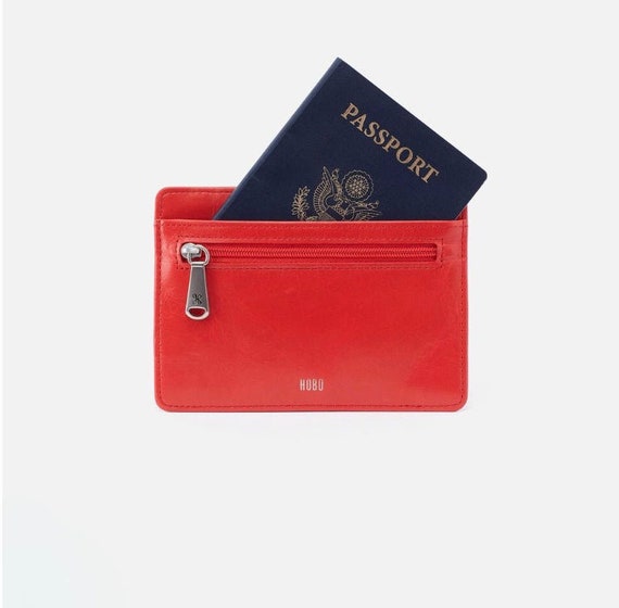 NWT Brand New Hobo Euro Slide Credit Card Wallet Rio Red Women Bag