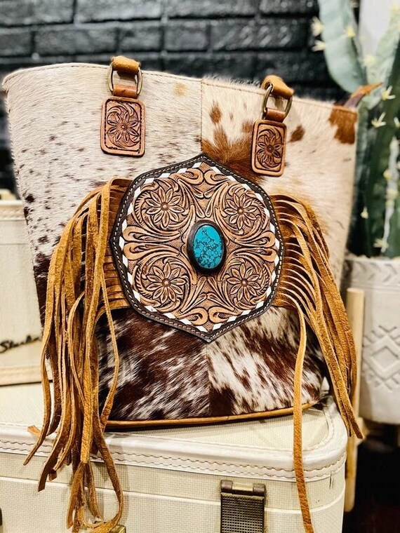 American Darling Conceal Carry Hide Fringe Cross Body Purse