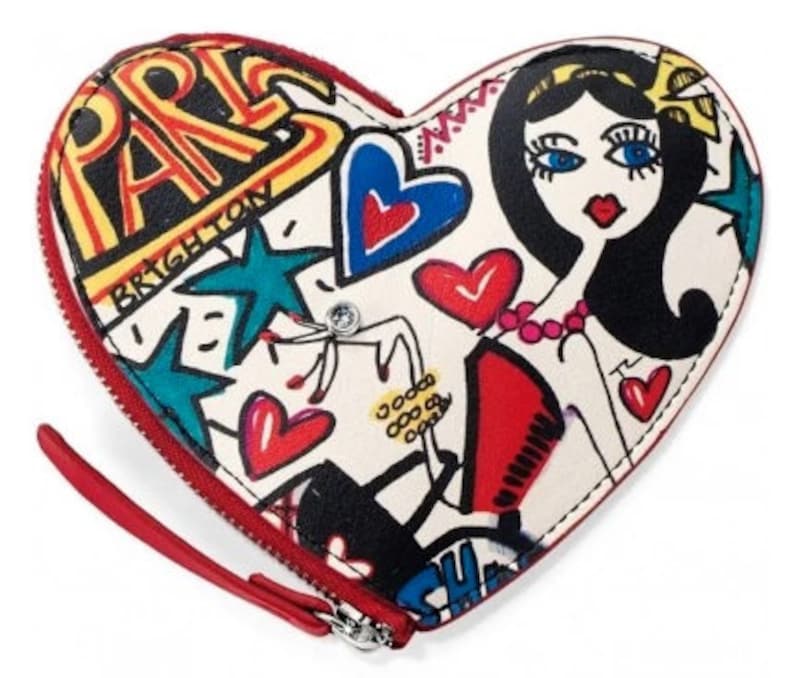Leather NWT Brand New Graffiti Heart Coin Purse Women Retired Design Rare Find Brighton