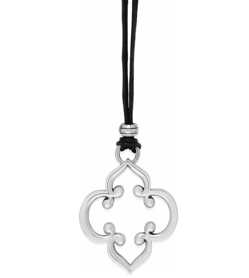 Silver Black Women Jewelry Retired Design Rare Find Brighton Silver platedCotton cord NWT Brand New Toledo Long Necklace