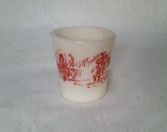 Set of 2 Davy Crockett Cereal Bowls White Milk Glass Red Fire King