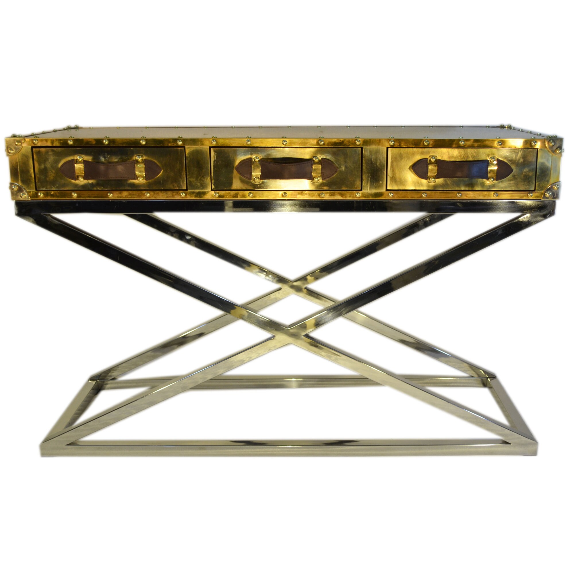 Golden Brass Console Table Designer Console Table Etsy