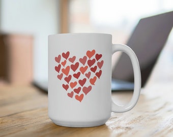 Heart Coffee Mug, Valentines Day Gift, Gift For Mom Wife Girlfriend, Heart Mug, Work Mug, Pink Mug