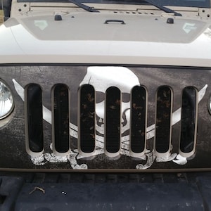 海賊旗 ジョリーロジャー 黒ひげ ジープ グリルスキン ビニール グリルラップ ステッカー デカール オーバーレイ