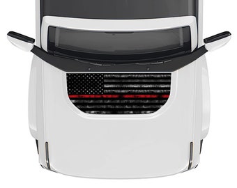 Línea Roja táctica Bravest Lives Matter Bandera estadounidense 2021-2024 Ford Bronco Hood Skin Calcomanía Vinilo Wrap Overlay