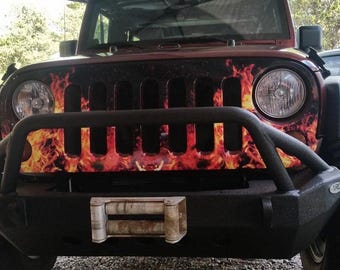 Flame Broiled Jeep Grill Skin Vinyl Grill Wrap Sticker Decal Overlay