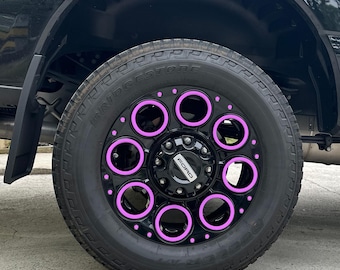 Set van 4 wielwikkels Stickers Decals Etiketten Overlays - past op Ford Superduty F250 en F350 8-gaats 20 inch OEM-wielen