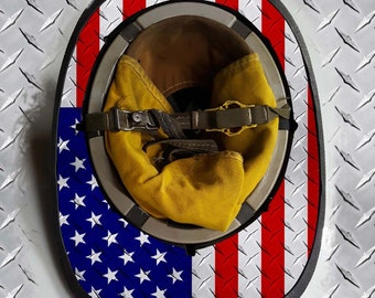Etiqueta adhesiva con borde para casco de bomberos, con placa de diamante estándar, bandera estadounidense