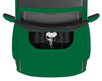 Calcomanía de vinilo para capó Ford Bronco con bandera estadounidense sometida de calavera desgastada 2021-2024