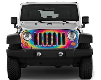 Rainbow Tie Dye Custom Jeep Grill Skin Vinyl Grill Wrap Sticker Decal Overlay