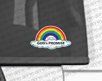Gods Promise Rainbow Window Sticker Decal Label Overlay