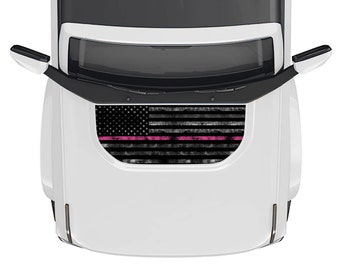 Calcomanía de piel para capó Ford Bronco, superposición de envoltura de vinilo con bandera estadounidense de Cancer Lives Matter, línea rosa táctica, 2021-2024