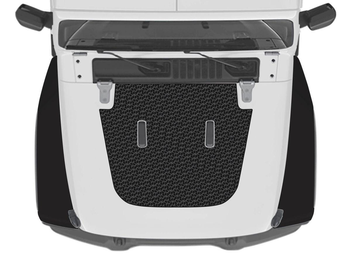 Black and Gray Honeycomb Carbon Fiber Jeep Wrangler Center Hood Vinyl Wrap Decal Sticker Overlay