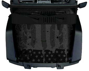 Vinilo envolvente para capó completo de Jeep Wrangler con bandera estadounidense Stealth USA