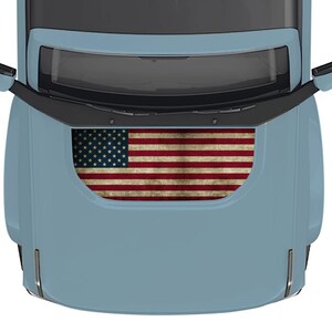 Classic USA American Flag 2021-2024 Ford Bronco Hood Skin Decal Vinyl Wrap Overlay