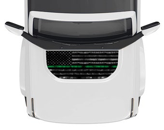 Línea Verde Táctica Military Lives Matter Bandera Americana de EE. UU. 2021-2024 Ford Bronco Hood Skin Calcomanía Vinilo Wrap Overlay