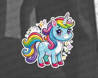 Rainbow Pony Unicorn Window Sticker Decal Label Overlay