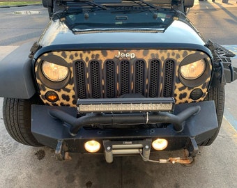 Cheetah Animal Print Jeep Grill Skin Vinyl Grill Wrap Sticker Decal Overlay