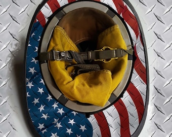 Etiqueta adhesiva con borde para casco de bomberos, diseño de bandera estadounidense de Windy USA