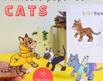 10 Cat Paper Dolls with Printable Templates