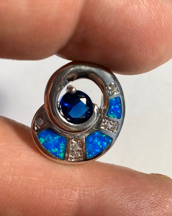 Natural Sapphire and Australian opal pendant - So… - image 1